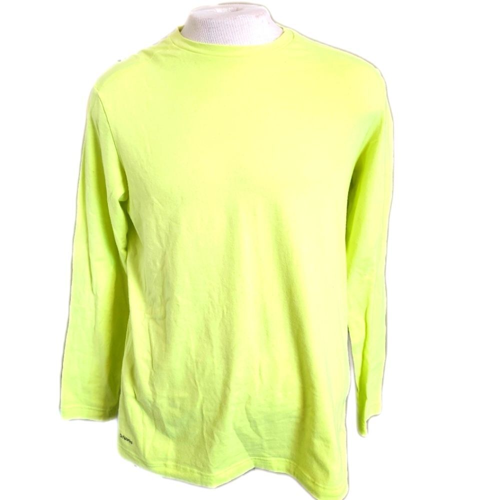 Athletic Works men's medium long sleeve t-shirt tee, fluorescent yellow caution